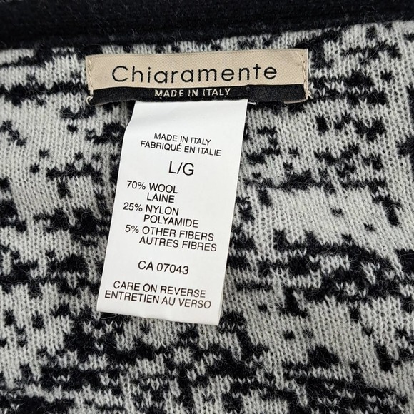 Chiaramente black & white wool Blend Coatigan L Made in Italy - Picture 3 of 3